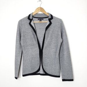 Banana Republic | Fine Merino Wool Knit Sweater Blazer Jacket Black Trim Gray M